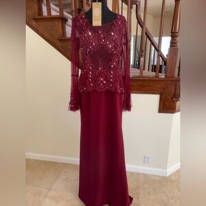 Elegant Burgundy Sequin Gown